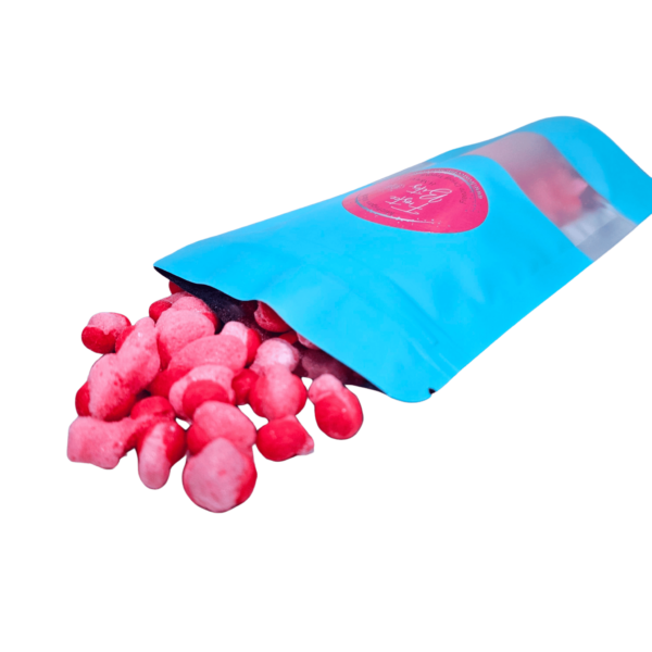 Frostee Bites Freeze-Dried Open Bag of Red Hots